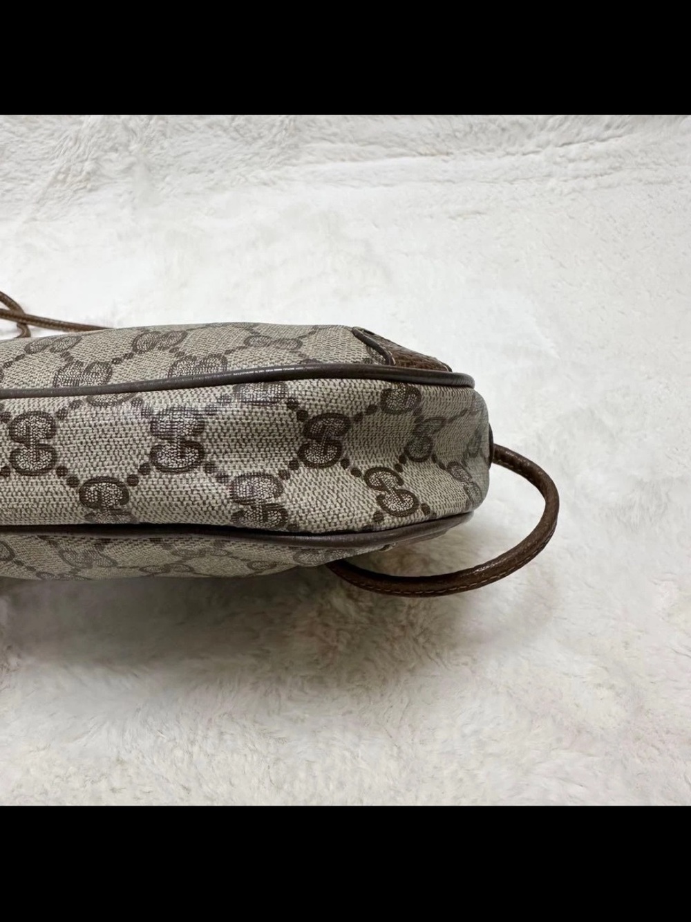 Gucci Beige GG Canvas Crossbody Bag with Brown Leather Trim - Picture 12 of 16